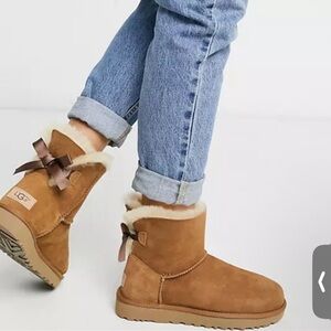 UGG Brown Shearling Boots with Bow